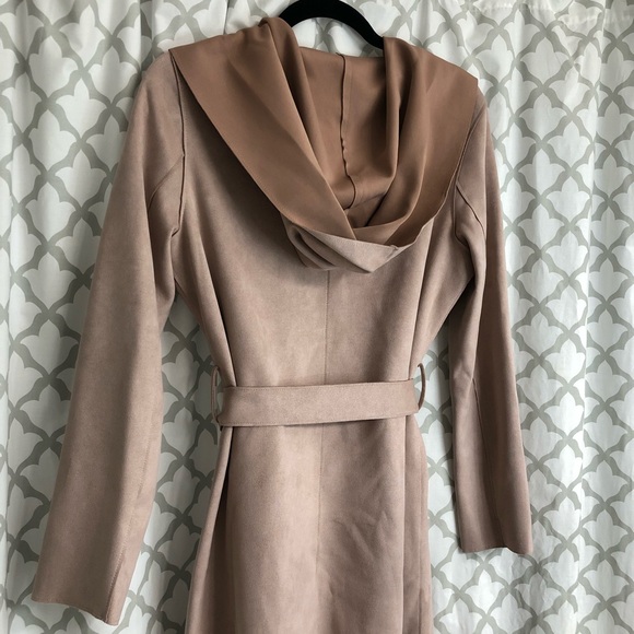 zara faux suede coat pink